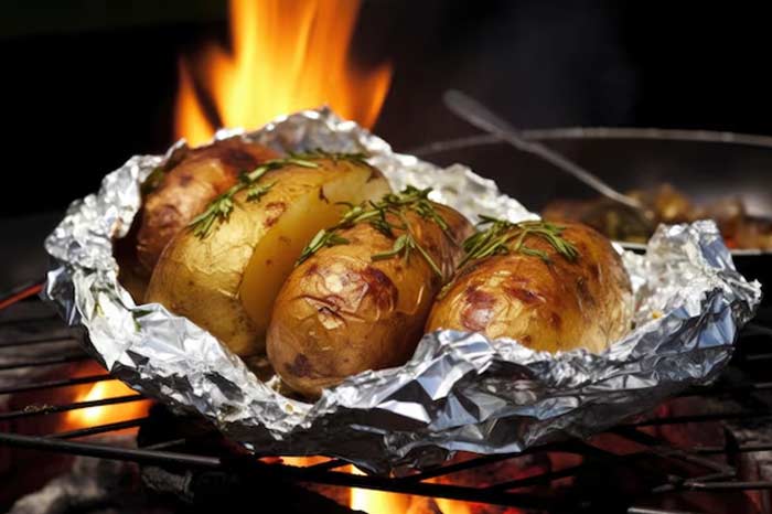 roasted potato in aluminium