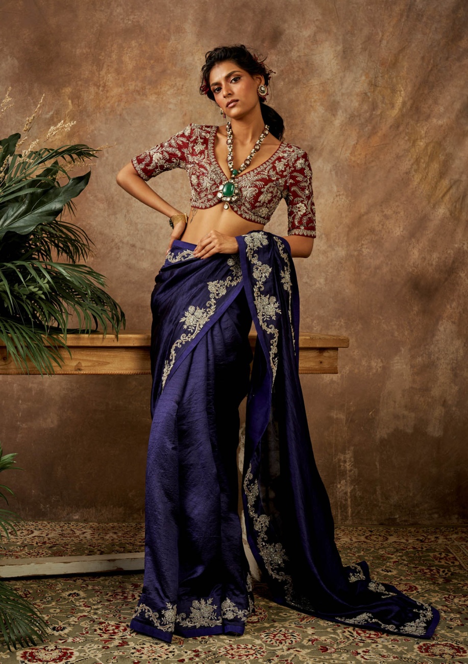 zardozi v neck blouse designs