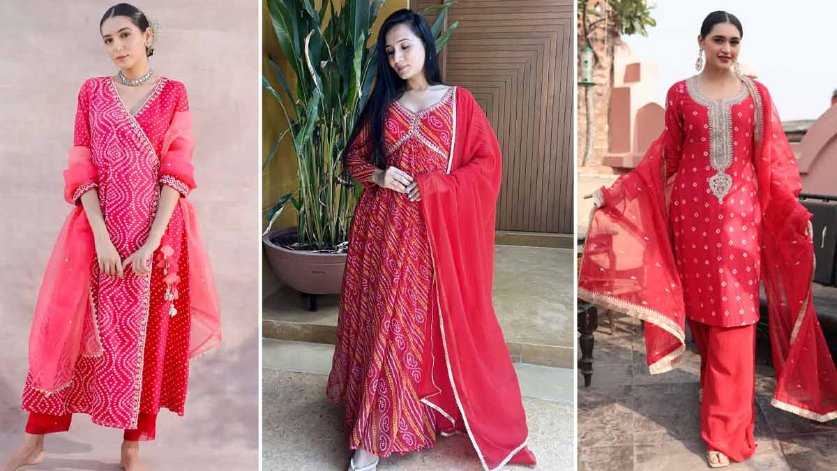 6 Beautiful Red Bandhani Suit Designs For Hartalika Teej HerZindagi