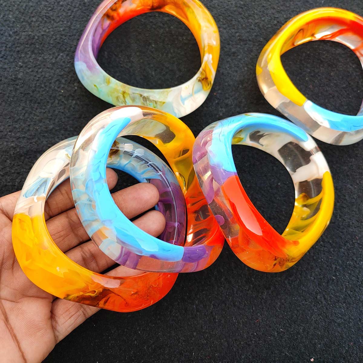 Abstract Colours Resin Bangles Design