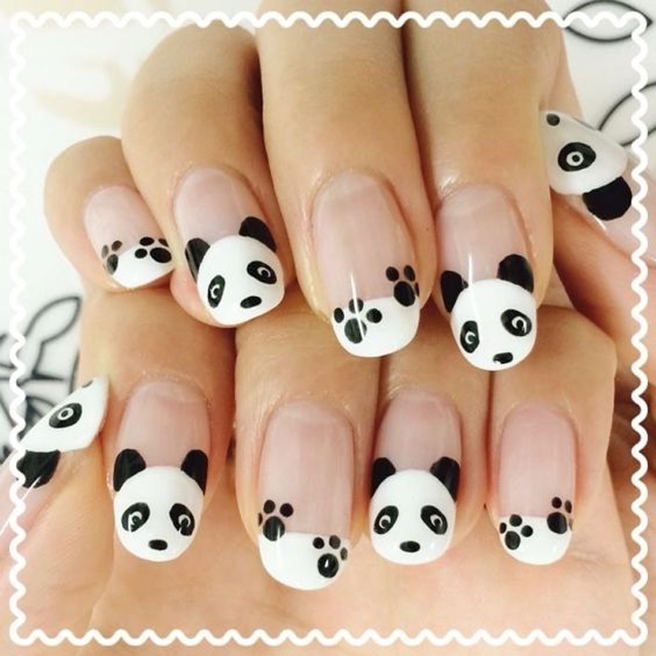 Bear design nail art