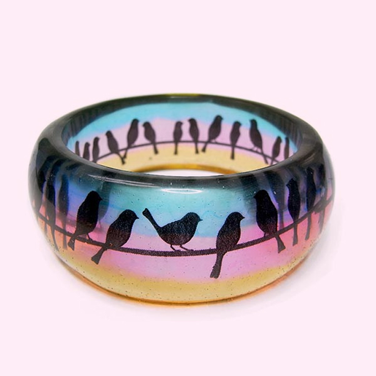 Birds Silhouetted Resin Bangles Design