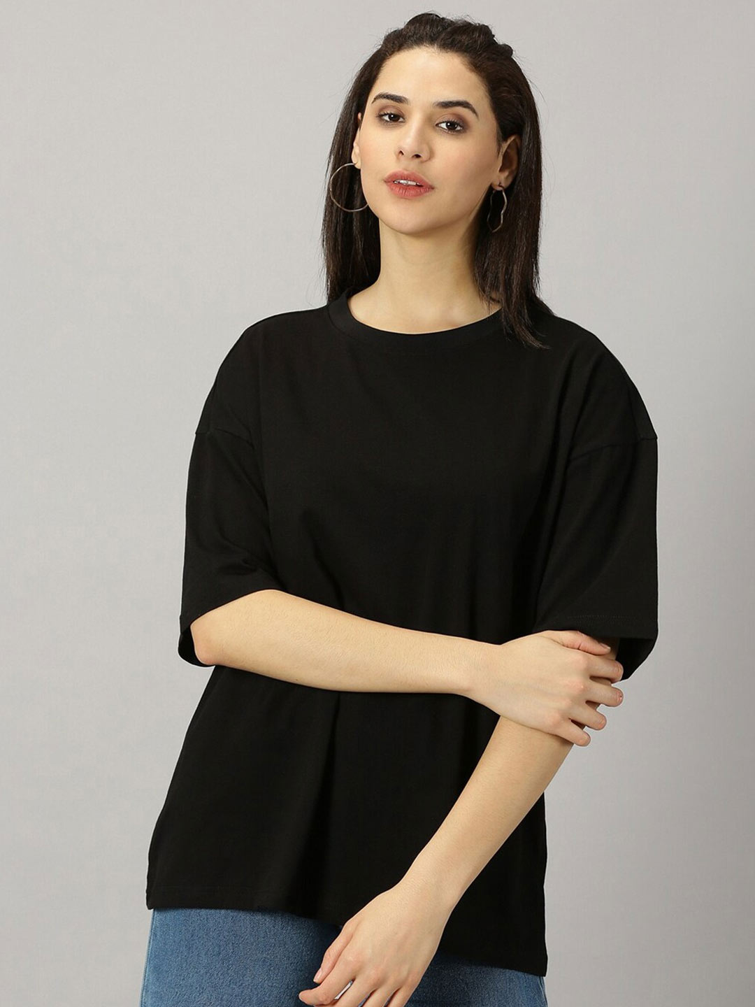 Black Plain Colour T Shirt