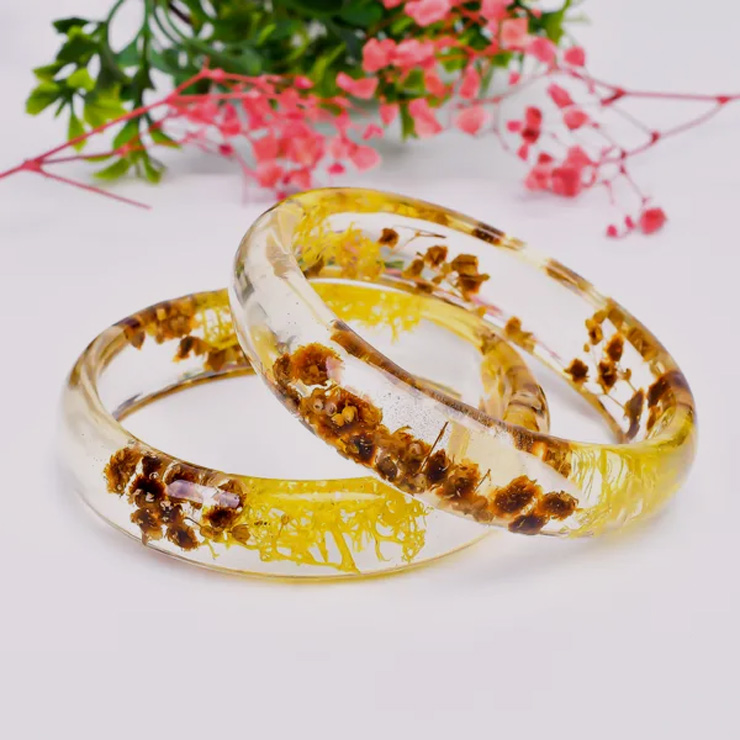 Dried Flowers Resin Bangles Design