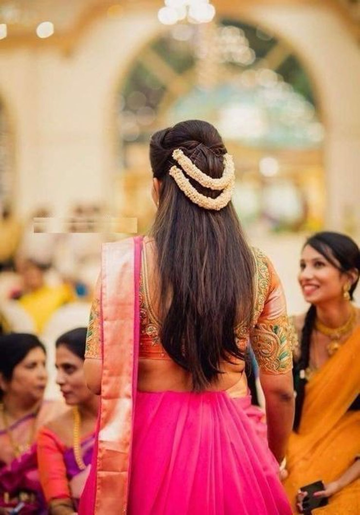 Gajra with open hairstyle