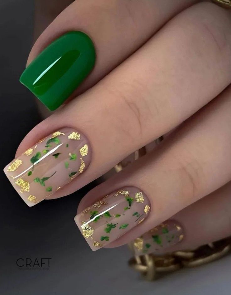 Green Floral Hartalika Teej Nail Art Design