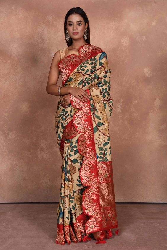 Kanjivaran Kalamkari Silk Saree Design