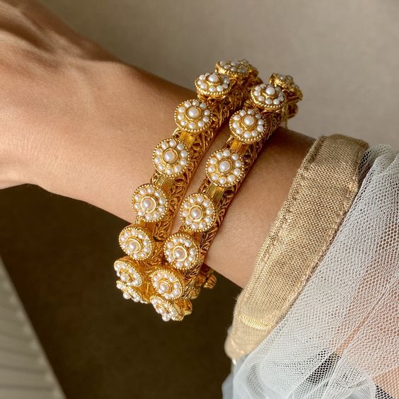 Kundan Pearl Bangle Design