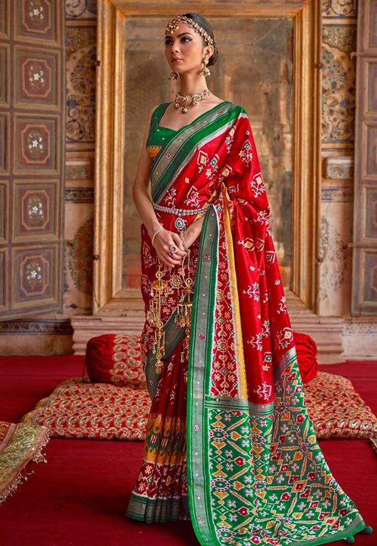 Patola Print Red Saree