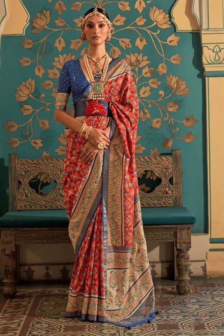 Patola Printed Work Art Silk Saree Design