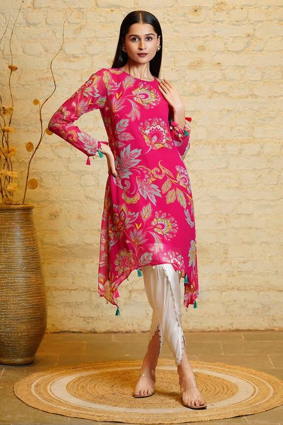 Printed Floral Dhoti Kurta Set