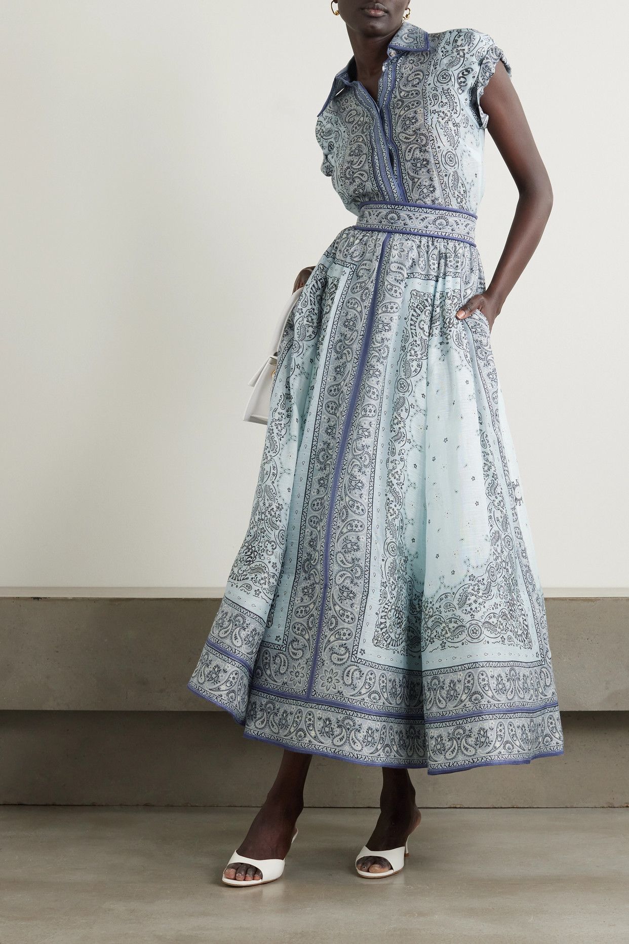 Printed Silk Linen Maxi Dress