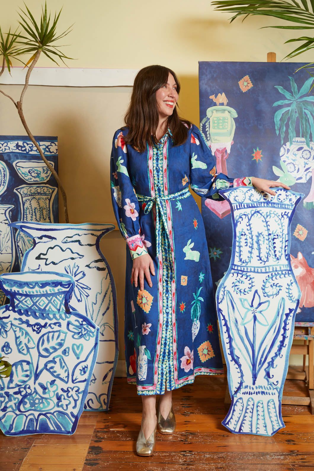 Puff Sleeves Linen Dress Design