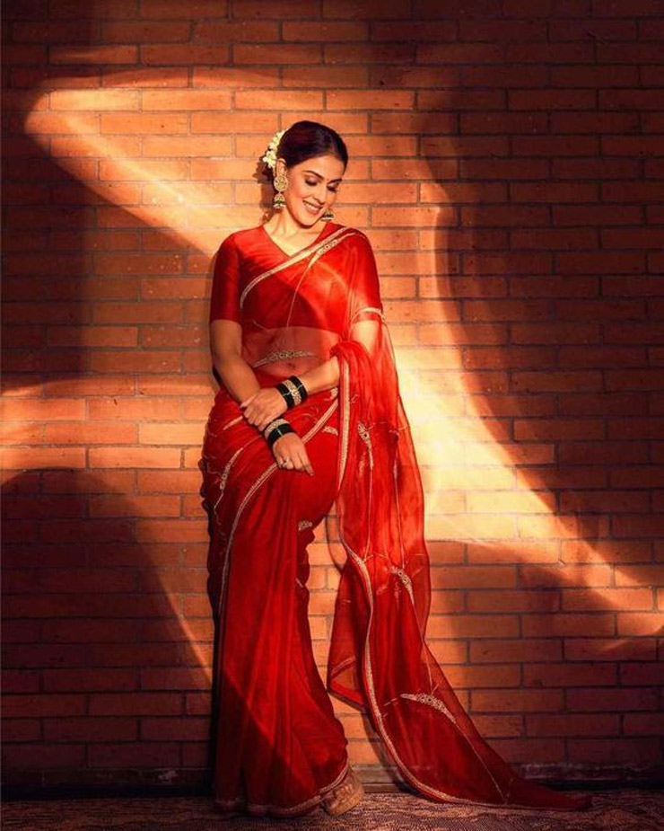 Red Organza Saree Design