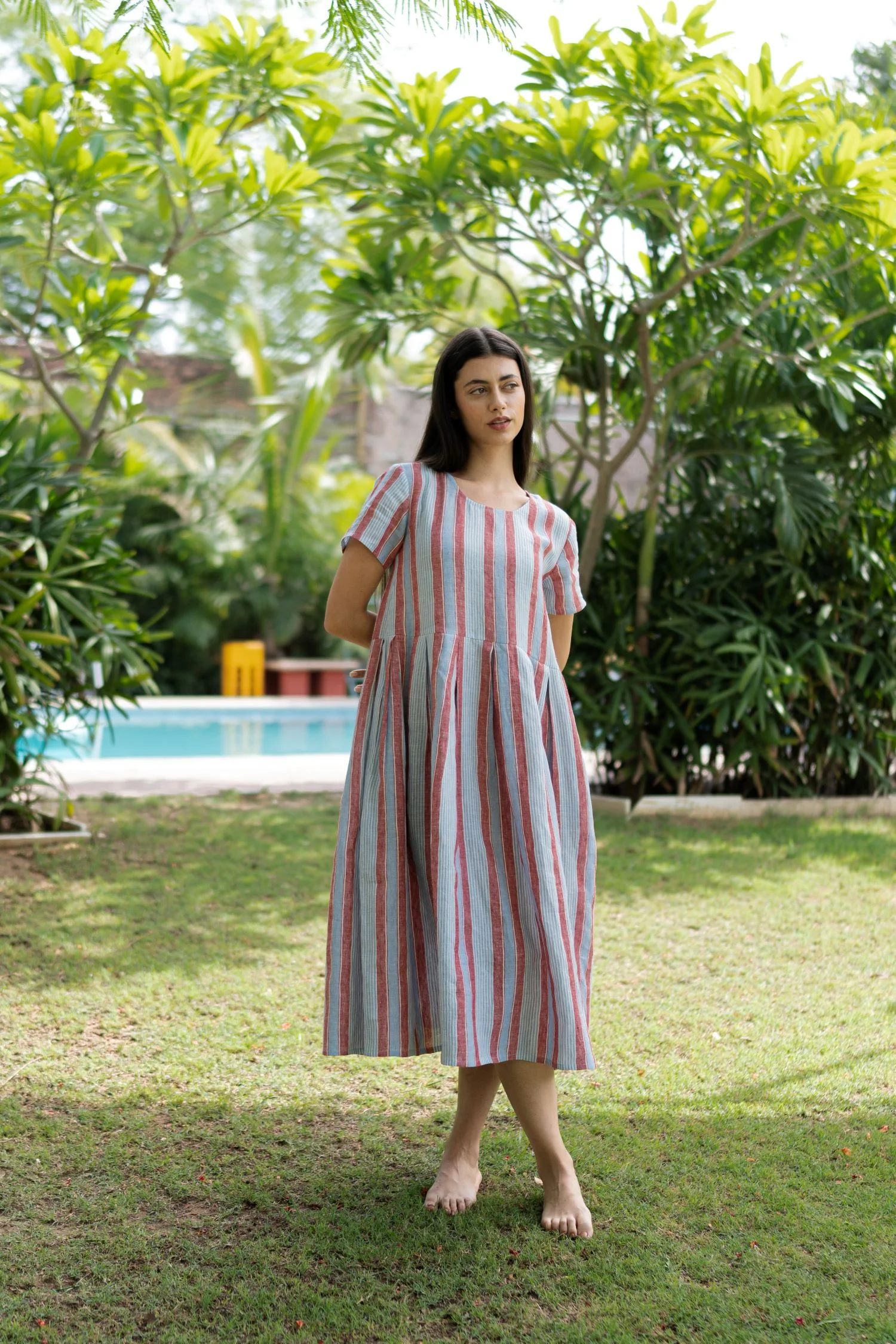Striped Pure Linen Dress