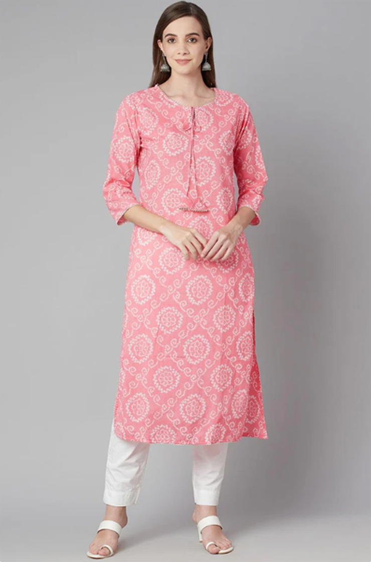bandhej print kurti