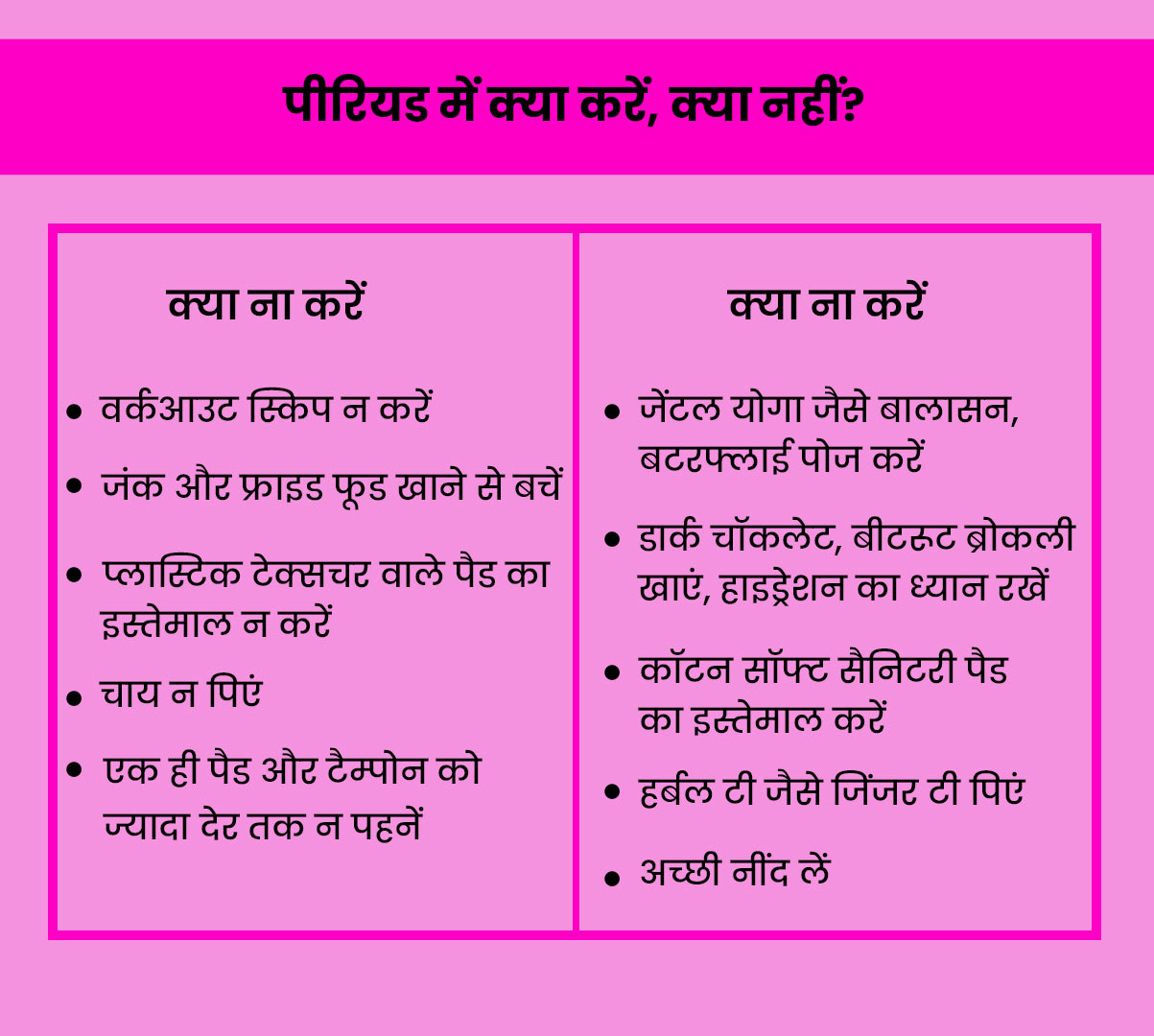 dos donts of periods