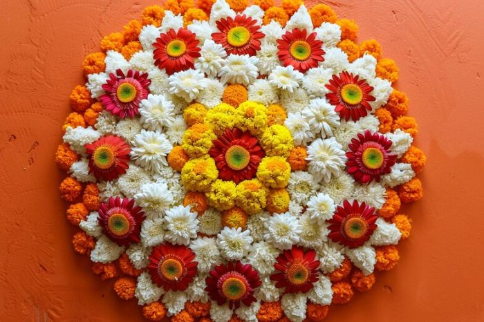 flower rangoli  inside