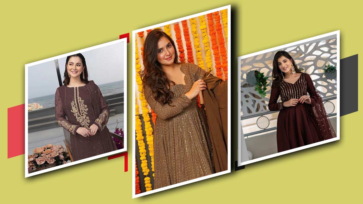 ganesh utsav brown colour suit designs