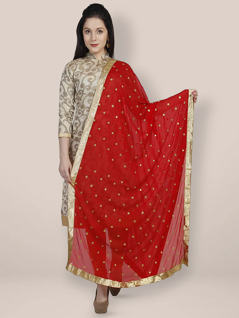 gota patti red dupatta