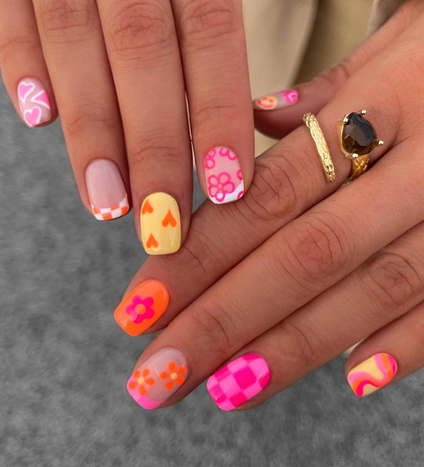 multi color nail art