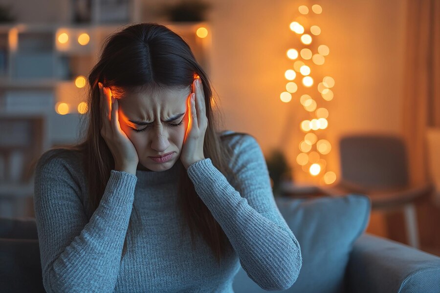 woman with her head her head her hand her head  