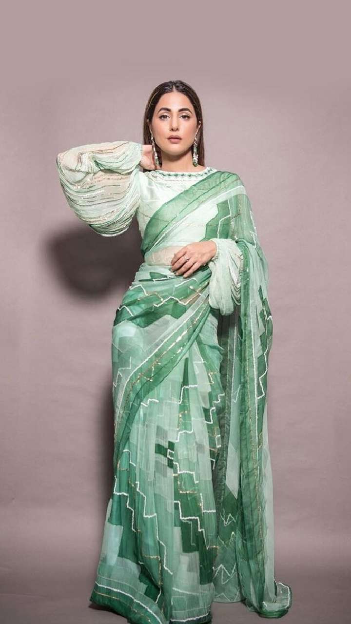 Pandadi Saree महिलाओं के लिए बांधनी प्योर जॉर्जेट साड़ी ब्लाउज पीस के साथ,  हरा : Amazon.in: फैशन