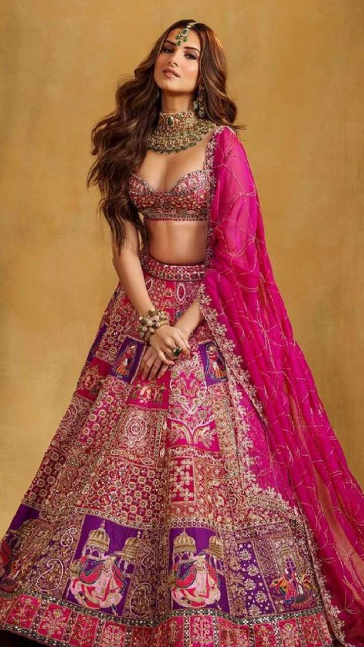 Rani Pink Organza Bridal Lehenga Choli - Lehengas Designer Collection