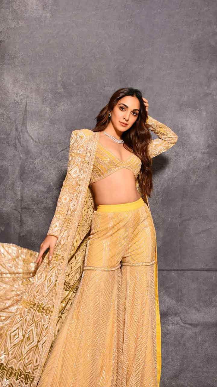 Cream Georgette Crop Top Lehenga with Jacket