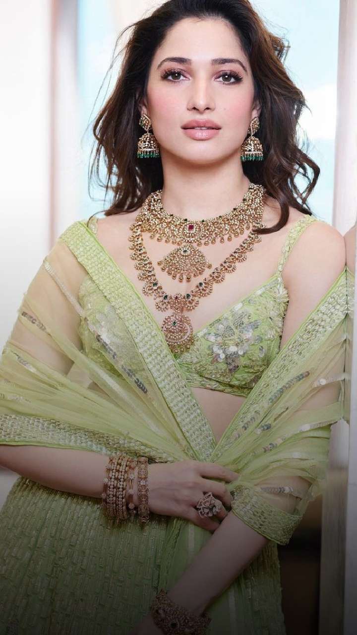 tamanna in green lengha