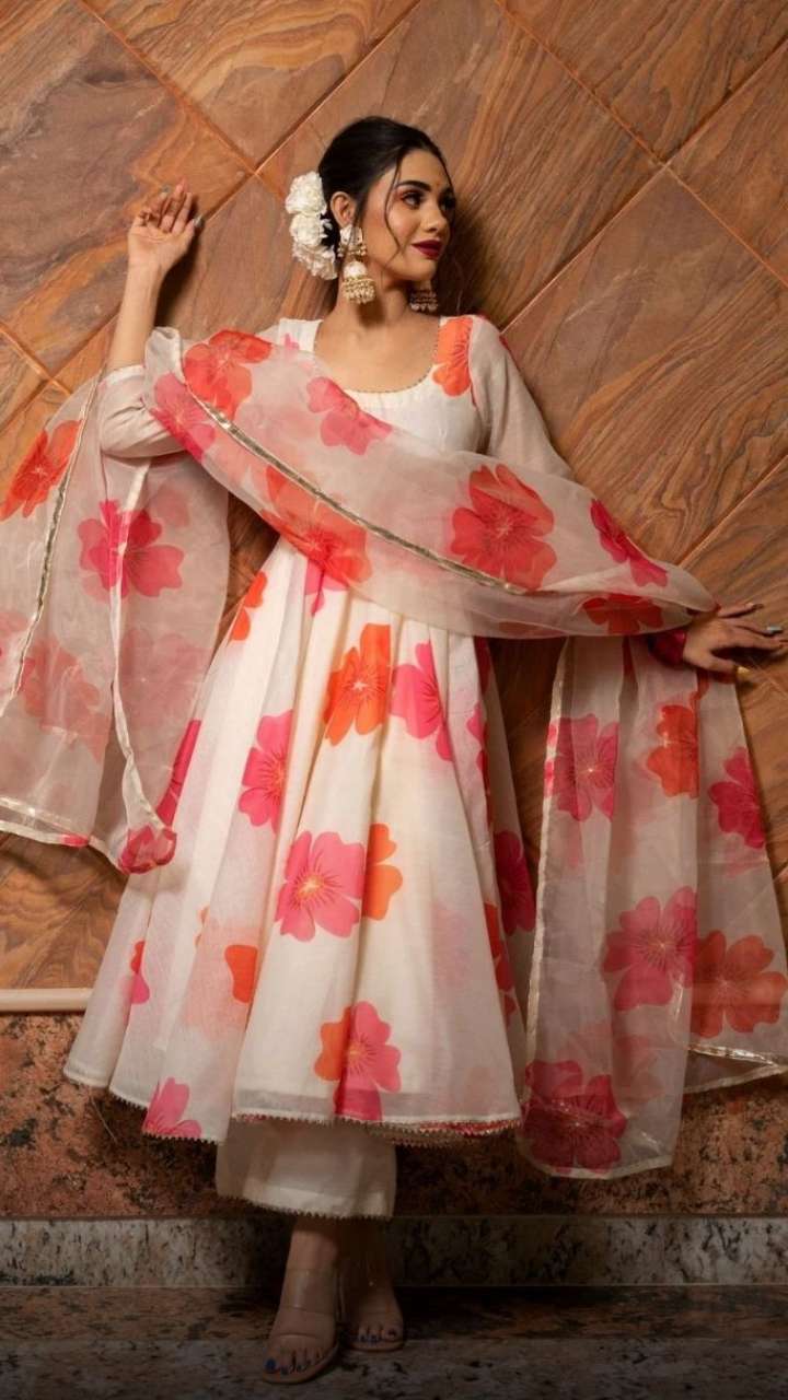 Anarkali suit with saree hotsell