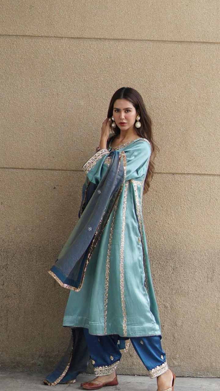 sonam bajwa blue suit