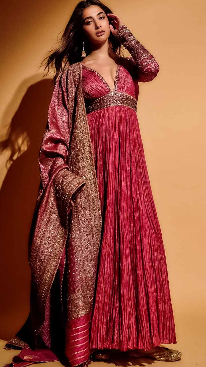 Mahek - Black Pink Block Printed Urave Cut Long Dress With Tie Up Deep –  InduBindu